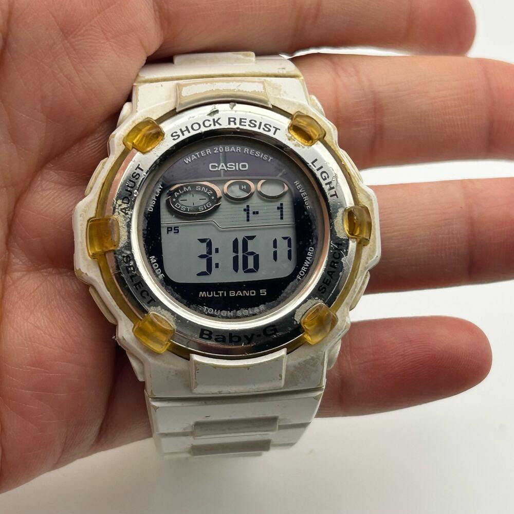 Casio Baby-G Tough Solar White Digital Watch Working New Battery - Picture 7 of 8